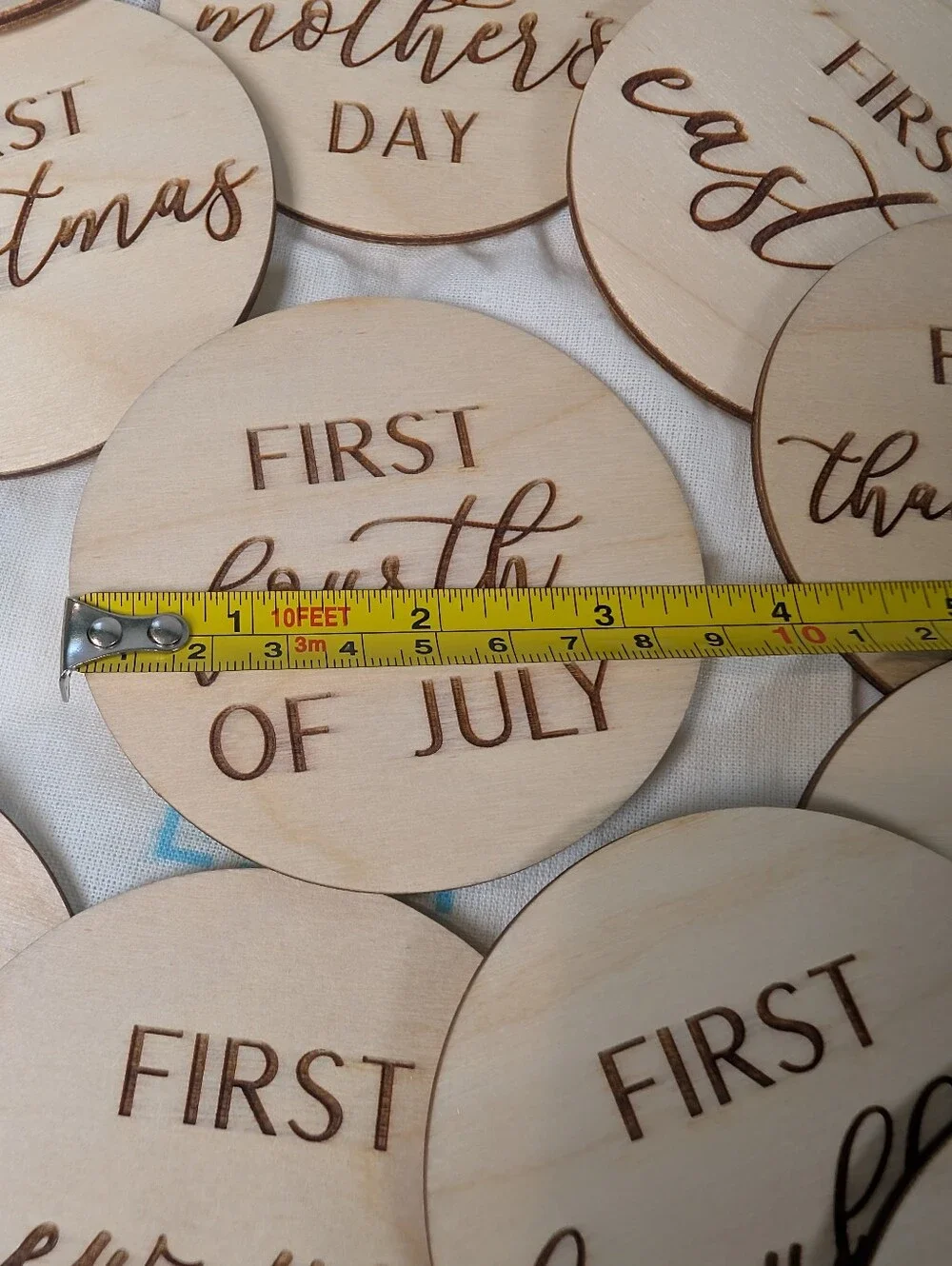 Natural Wood 'First' Milestone Discs - Holiday & Celebration Set
